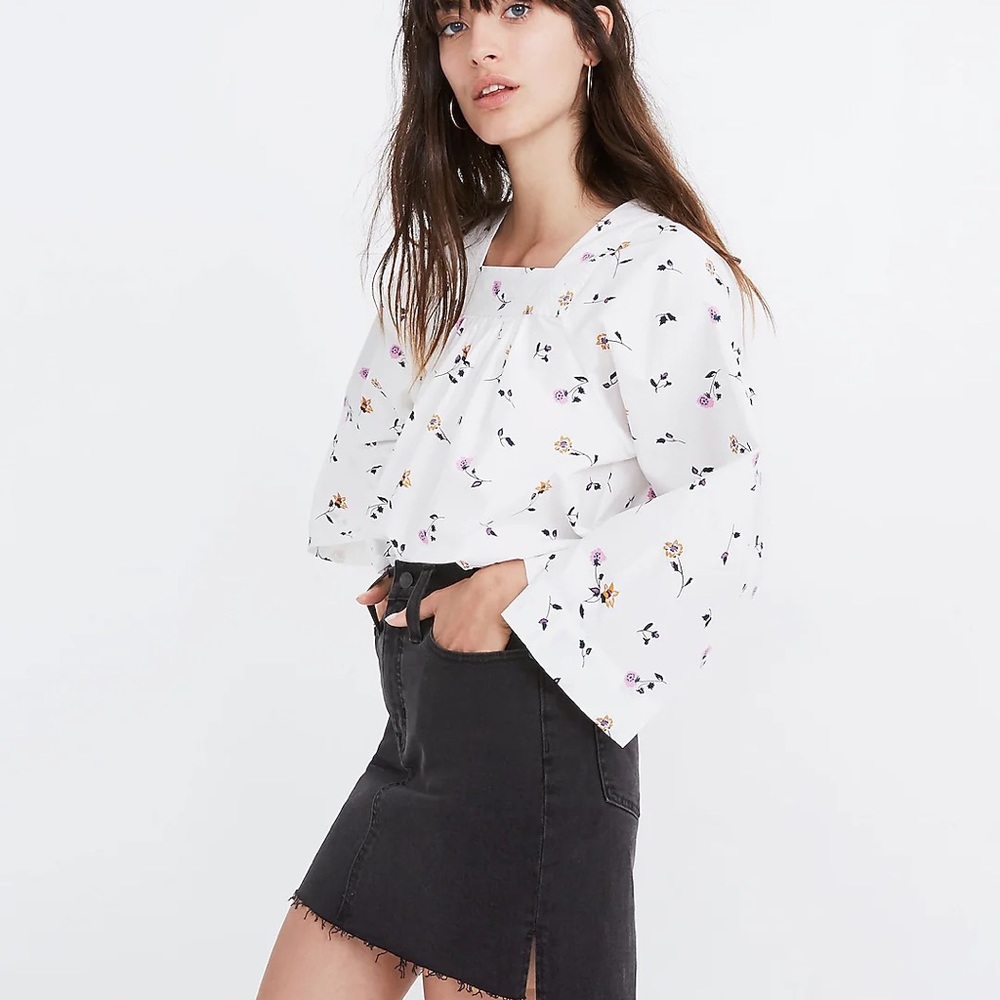 Madewell stretch denim straight mini skirt in black